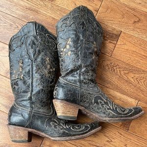 Women's Corral Vintage Lizard-Inlay Western Snip-Toe Cowboy Boots
